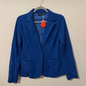 ML005-Women's Cobalt Blue Single-Button Blazer